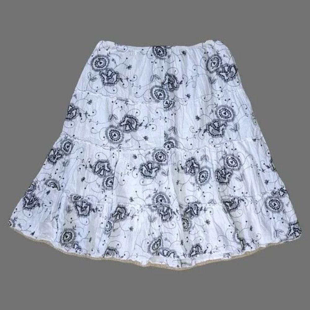 GNW Vintage Short Crinkle Skirt With Black Floral & Sequins Size L Preowned